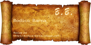Bodics Barna névjegykártya